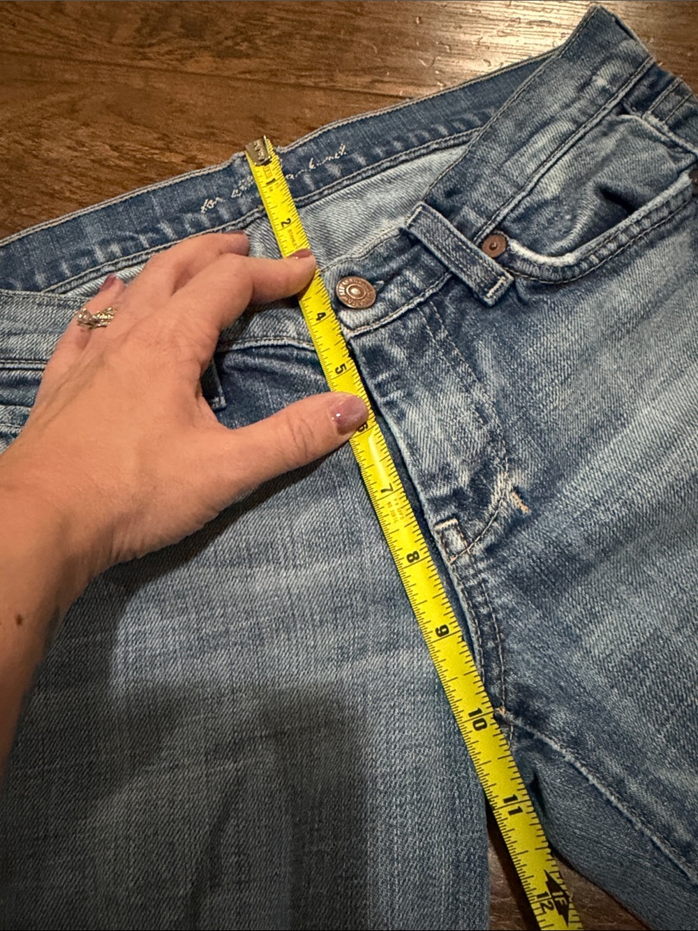 7 For All Mankind Light Blue Flared Wide-Leg Jeans - Picture 11 of 12